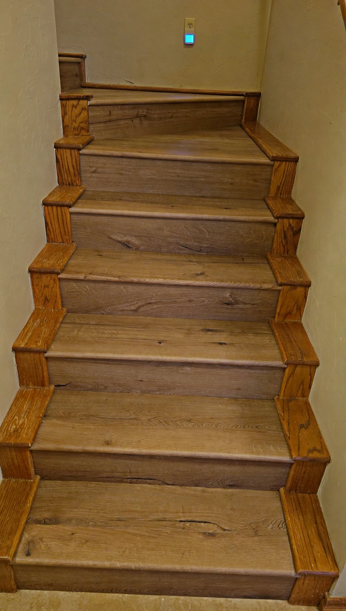 Staircase after wood-look flooring installation