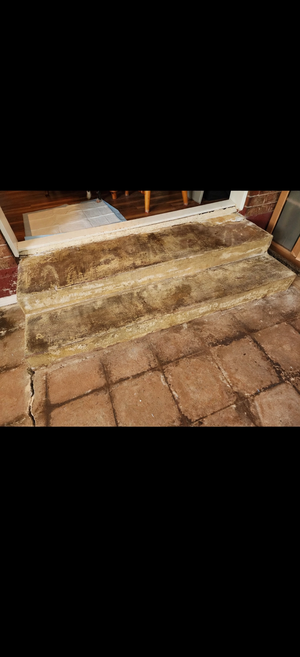 Concrete staircase before luxury vinyl plank installation